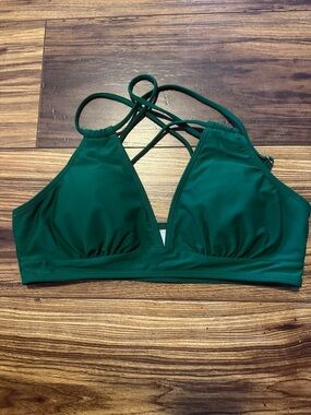 Women's Push Up V Neck Bikini Tops Criss Cross Back Padded Bathing Suit Top